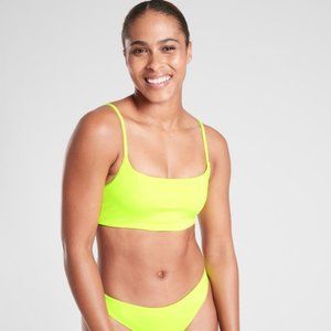 Athleta Scoop Bikini Top in Neon Yellow, Size Medium